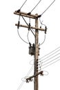 Concrete Electric Tower with Transformer, isolated Royalty Free Stock Photo