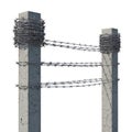 Concrete fence posts with barbed wire creating a barrier and deterring access Royalty Free Stock Photo