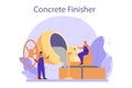 Concrete finisher builder. Professional worker preparing concrete