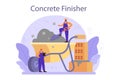 Concrete finisher builder. Professional worker preparing concrete