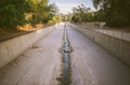 Concrete flood control channel