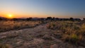 Concrete footpath leading to Blyde River Canyon viewpoint, famous travel destination in South Africa. Scenic sunset light on the Royalty Free Stock Photo