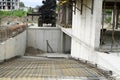 Concrete Foundation and Rebar Framework in Urban Development Royalty Free Stock Photo