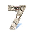 Concrete fracture font Number 7 SEVEN 3D Royalty Free Stock Photo