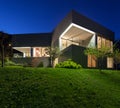 Concrete house, night scene