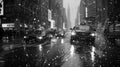 The concrete jungle is coated in a glistening sheen of rain with drops gracefully navigating the sharp corners and