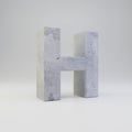 Concrete letter H uppercase with plaster texture isolated on white background