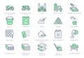 Concrete line icons. Vector illustration include icon - brick, construction, broken stone, spatula, mixer truck, putty