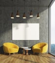 Concrete living room, yellow armchairs, poster Royalty Free Stock Photo