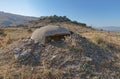 Concrete military bunker ruins built in communist era Albania Royalty Free Stock Photo