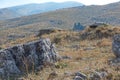 Concrete military bunkers built in communist era Albania