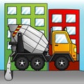 Concrete Mixer Cartoon Colored Illustration Royalty Free Stock Photo