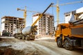 Concrete mixer and the concrete pump Royalty Free Stock Photo