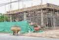 Concrete mixer container at construction site Royalty Free Stock Photo