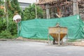 Concrete mixer container at construction site Royalty Free Stock Photo