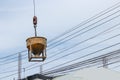 Concrete mixer container at construction site Royalty Free Stock Photo