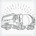 Concrete Mixer Doodle Cement Truck Sketch Drawing Vector Illustration