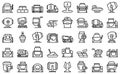 Concrete mixer icons set outline vector. Cement truck