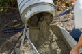 Concrete mixer machine at construction working site Royalty Free Stock Photo