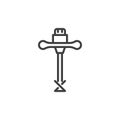 Concrete mixer tool line icon