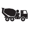 Concrete mixer truck. Black silhouette on white background. Vector Illustration. Royalty Free Stock Photo