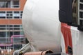 Concrete mixer truck on a construction site