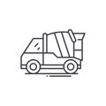 Concrete mixer truck icon, linear isolated illustration, thin line vector, web design sign, outline concept symbol with Royalty Free Stock Photo