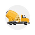 Concrete mixer truck illustration. Concrete mixer truck flat icon on white background. Concrete mixer truck clipart Royalty Free Stock Photo