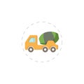 Concrete mixer truck illustration. Concrete mixer truck flat icon on white background. Concrete mixer truck clipart Royalty Free Stock Photo