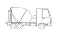 Concrete mixer truck outline isolated on white background. Coloring page. Vector illustration Royalty Free Stock Photo