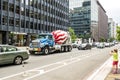 Concrete mixer truck painted by stars and stripes
