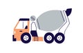 Concrete Mixer Truck In Scandinavian Style. Construction Car Toy, Heavy Industry Vehicle With Cement, Beton. Industrial