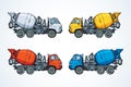 Concrete mixer. Vector drawing