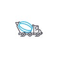 Concrete mixer vector thin line stroke icon. Concrete mixer outline illustration, linear sign, symbol concept. Royalty Free Stock Photo