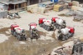 Concrete mixers, tractor, construction materials Royalty Free Stock Photo