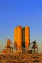 Concrete mixing silo, site construction facilities Royalty Free Stock Photo