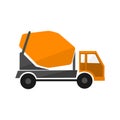 Concrete mixing truck . Flat design. Industrial transport. Construction machine. Orange lorry with mixer .