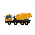 Concrete mixing truck flat vector illustration.