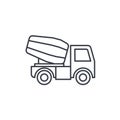 Concrete mixing truck thin line icon. Linear vector symbol