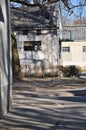 Concrete old buildings stables and broken windows an abandoned place Royalty Free Stock Photo