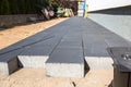 Concrete paver blocks laid near the house Royalty Free Stock Photo