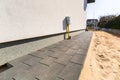 Concrete paver blocks laid near the house Royalty Free Stock Photo