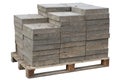 Concrete paving blocks are accurately put on wooden pallet