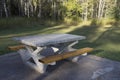Concrete Picnic Table Forest Rest Area Royalty Free Stock Photo