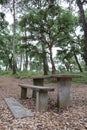 Concrete picnic table and seats in Natural park in Seignosse France. Royalty Free Stock Photo