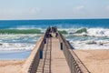 Pier Fishermen Sea Blue Waves Royalty Free Stock Photo