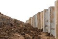 Concrete pillars, eroded road barriers. Royalty Free Stock Photo