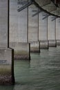 Concrete pillars of motorway bridge Royalty Free Stock Photo