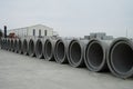 Concrete pipe factory warehouse Royalty Free Stock Photo