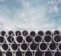 Concrete pipes and blue sky